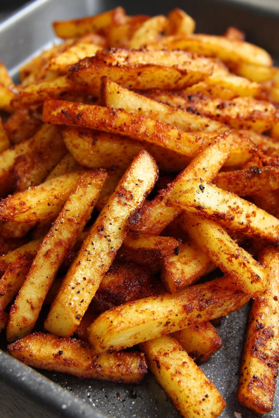 Patatine croccanti di patate nella friggitrice ad aria