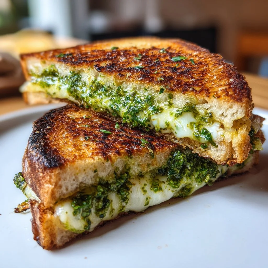 Pesto al Formaggio Grigliato servito con pasta fresca