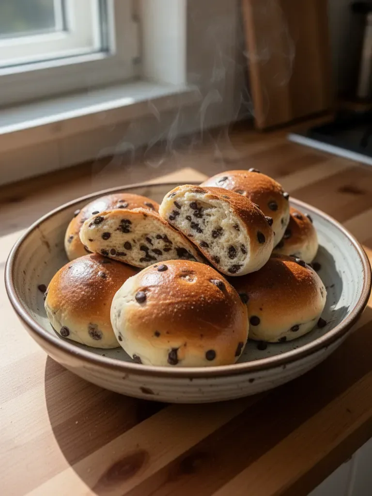 Piccole brioche al latte con gocce di cioccolato