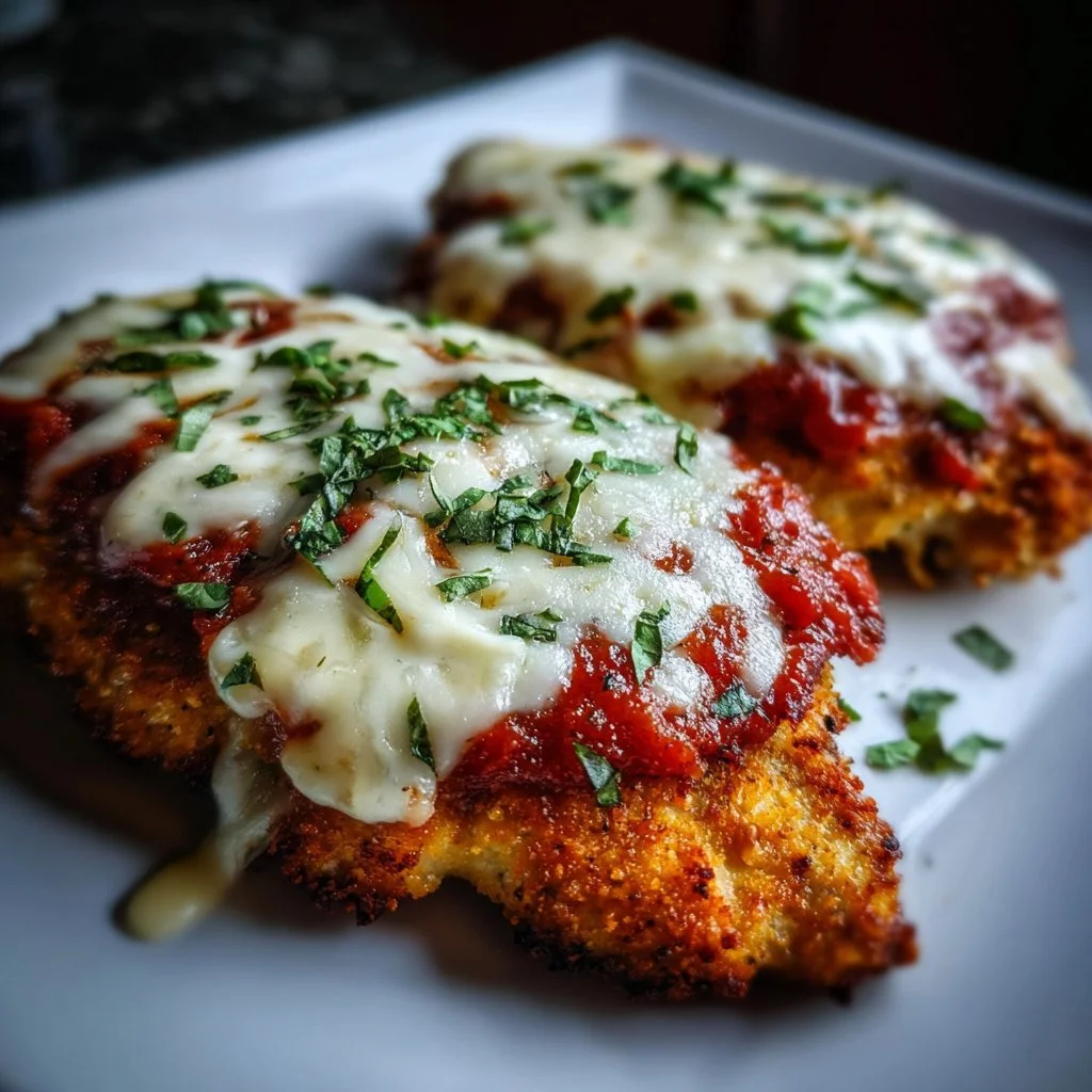 Pollo alla parmigiana al forno con salsa di pomodoro e formaggio