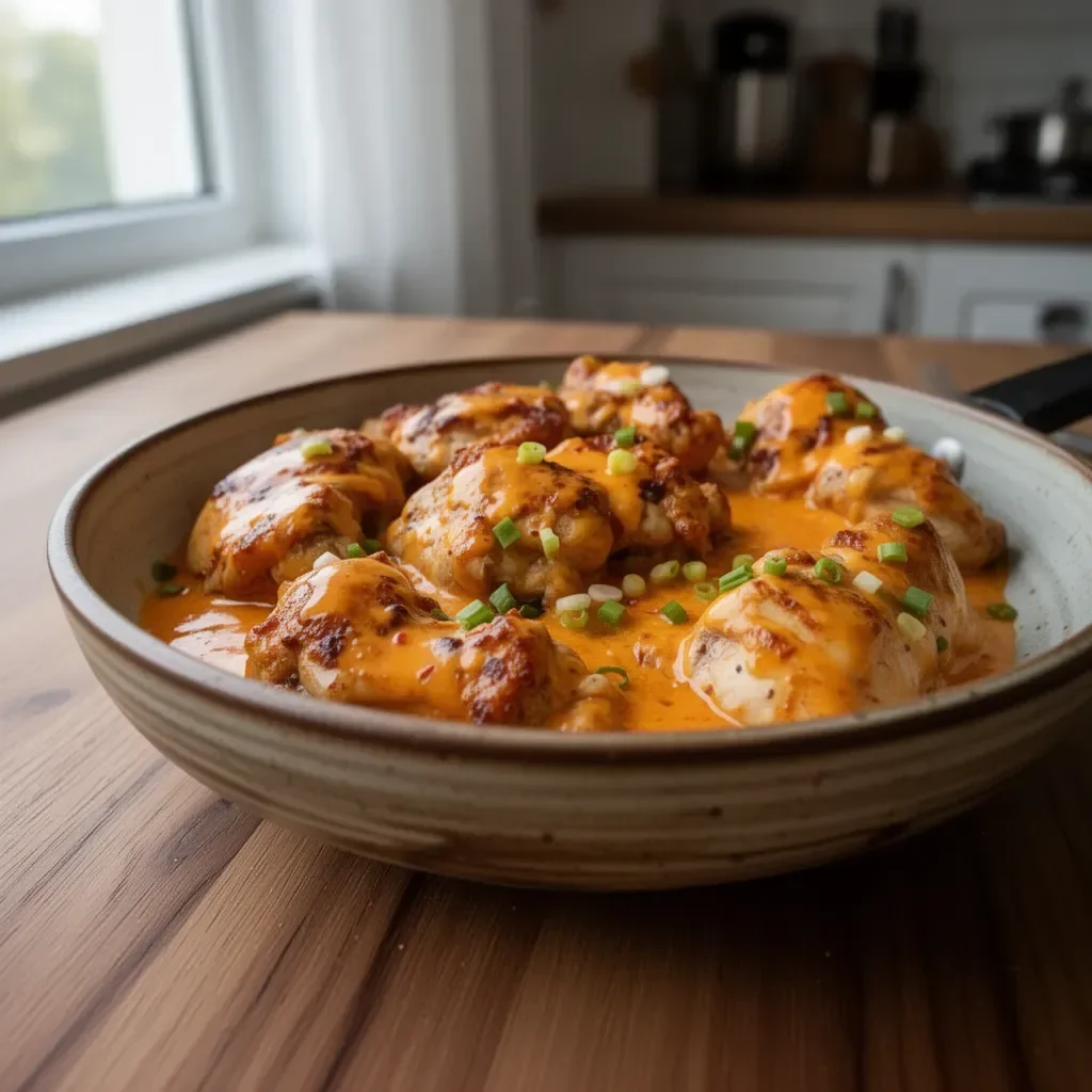 Pollo Bang Bang cucinato in padella con ingredienti succulenti