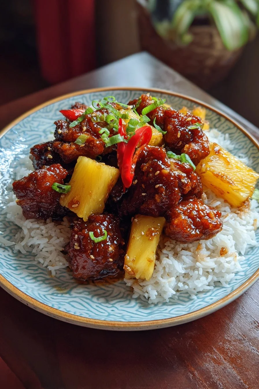 Pollo con Ananas e Zucchero di Canna