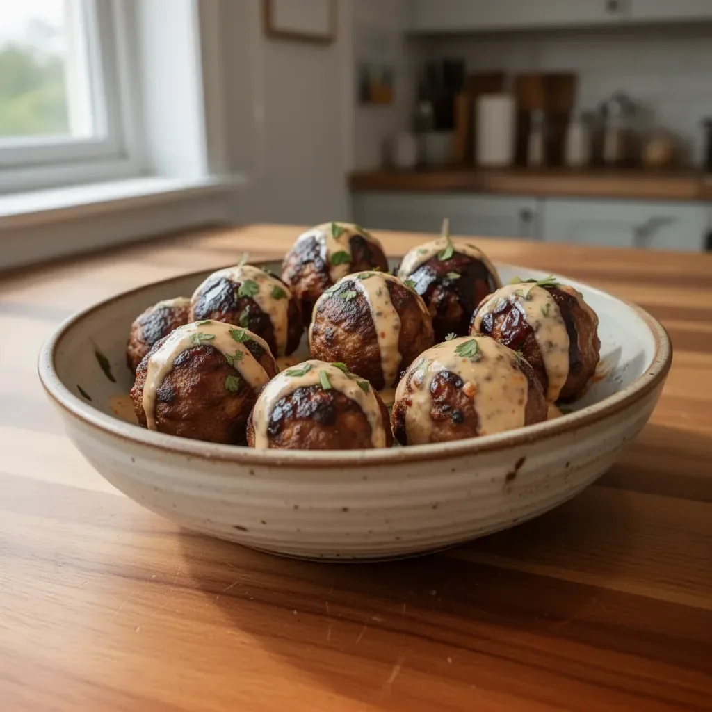 Polpette di carne al barbecue coreano pronte per essere servite.