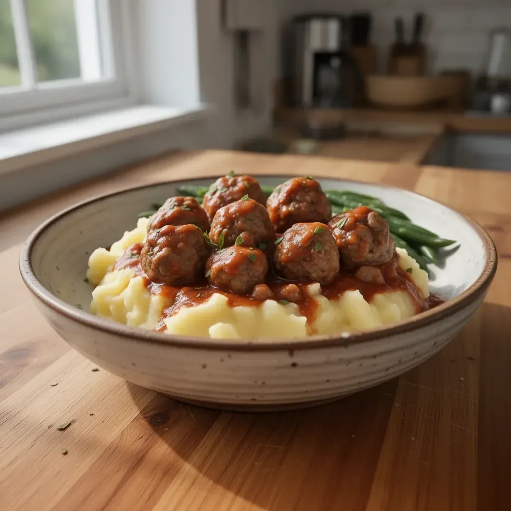 Polpette di carne di Salisbury servite con purè di patate cremoso