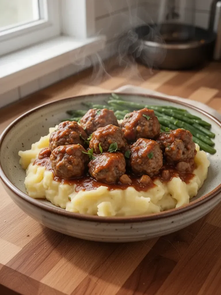 Polpette di carne di Salisbury e purè di patate