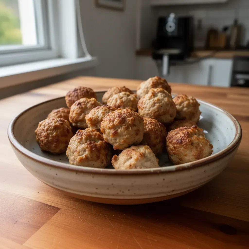 Polpette di tacchino cotte nella friggitrice ad aria, piatto sano e gustoso