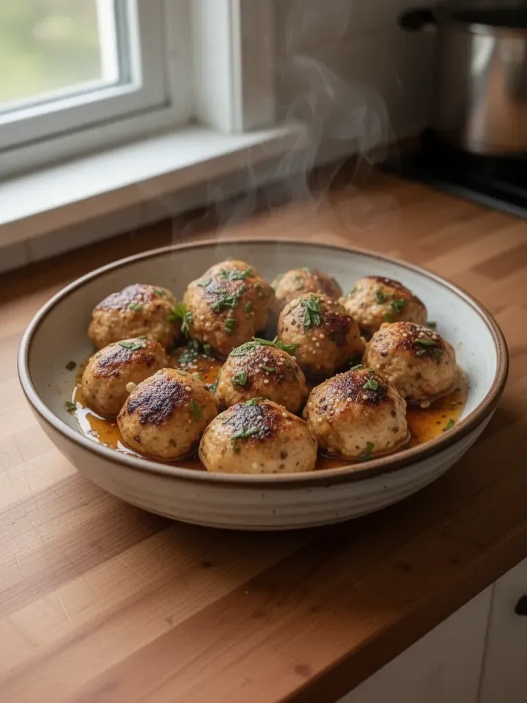 Polpette di pollo con sciroppo d'acero e senape di Digione
