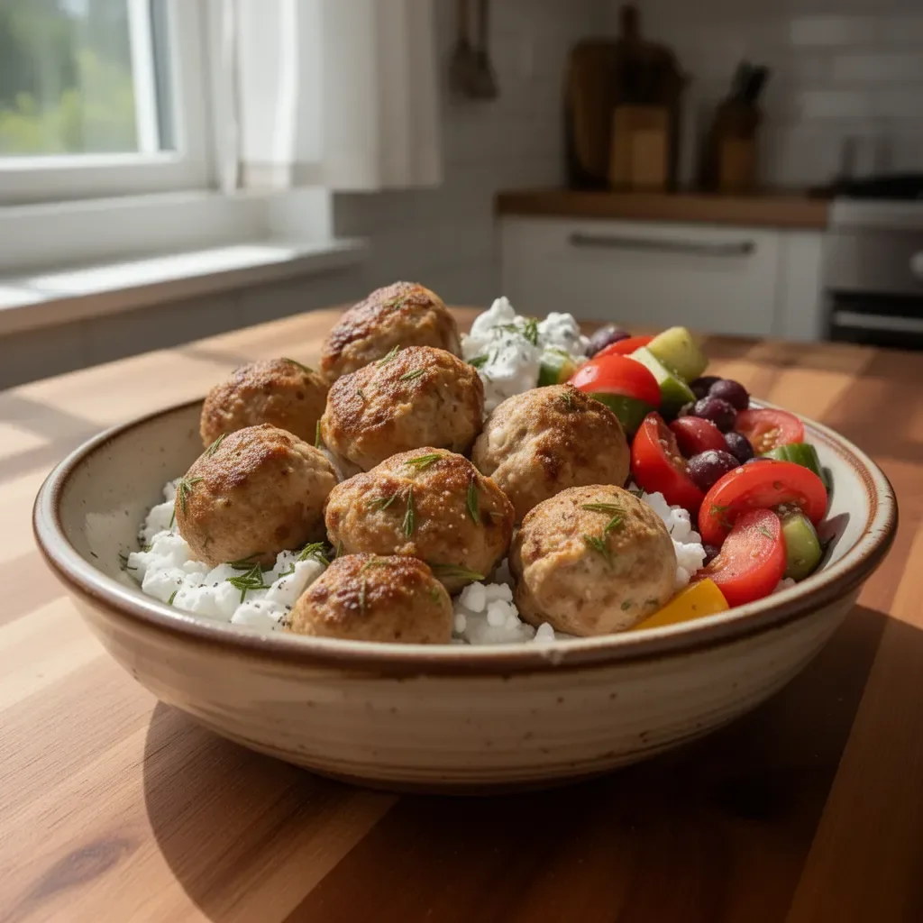Polpette di tacchino greche con ingredienti freschi e spezie