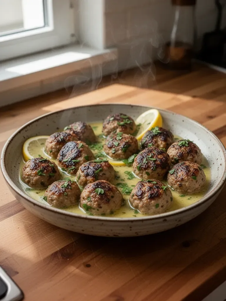 Polpette greche in una salsa al limone