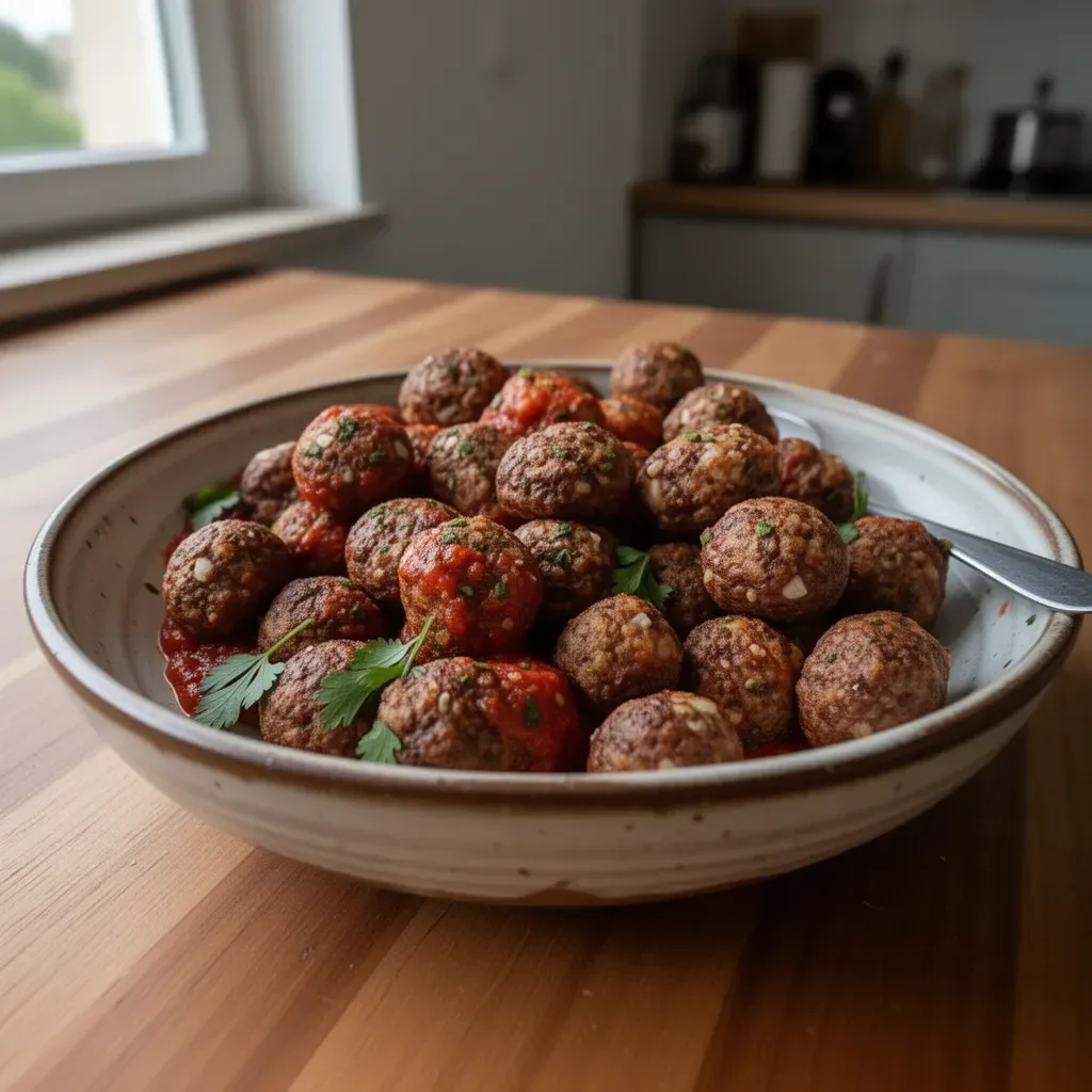 Polpette senza glutine e a basso contenuto di carboidrati in un piatto