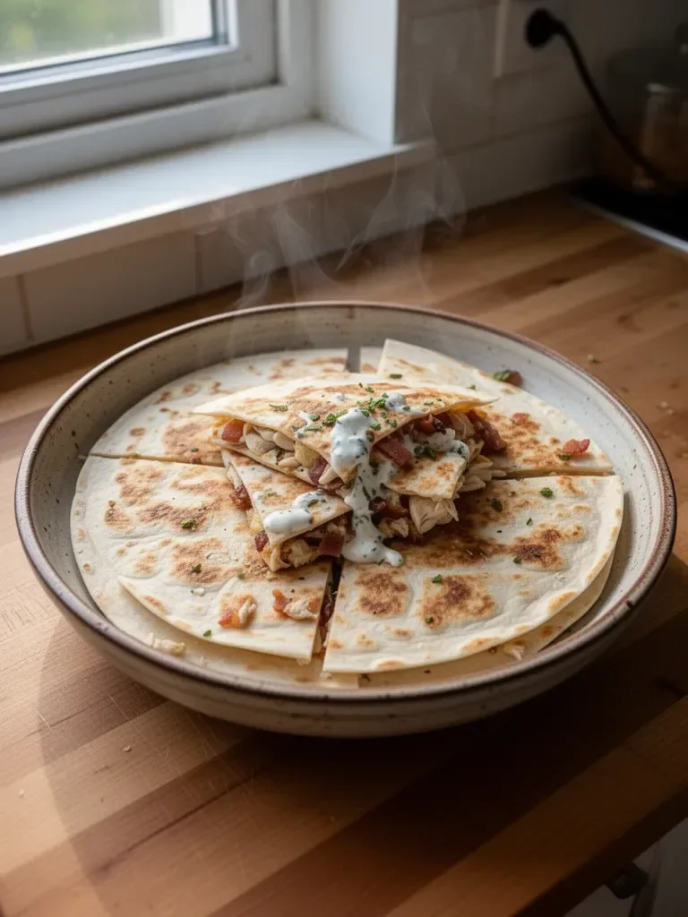 Quesadilla facile con pollo, bacon e ranch