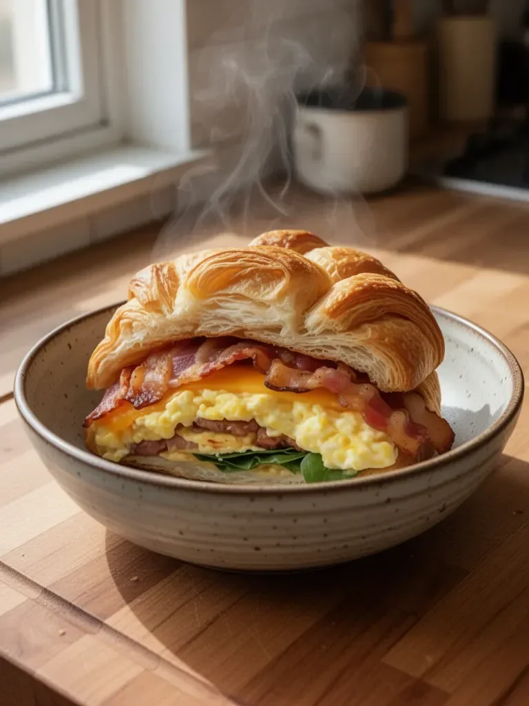 Sandwich di colazione con croissant