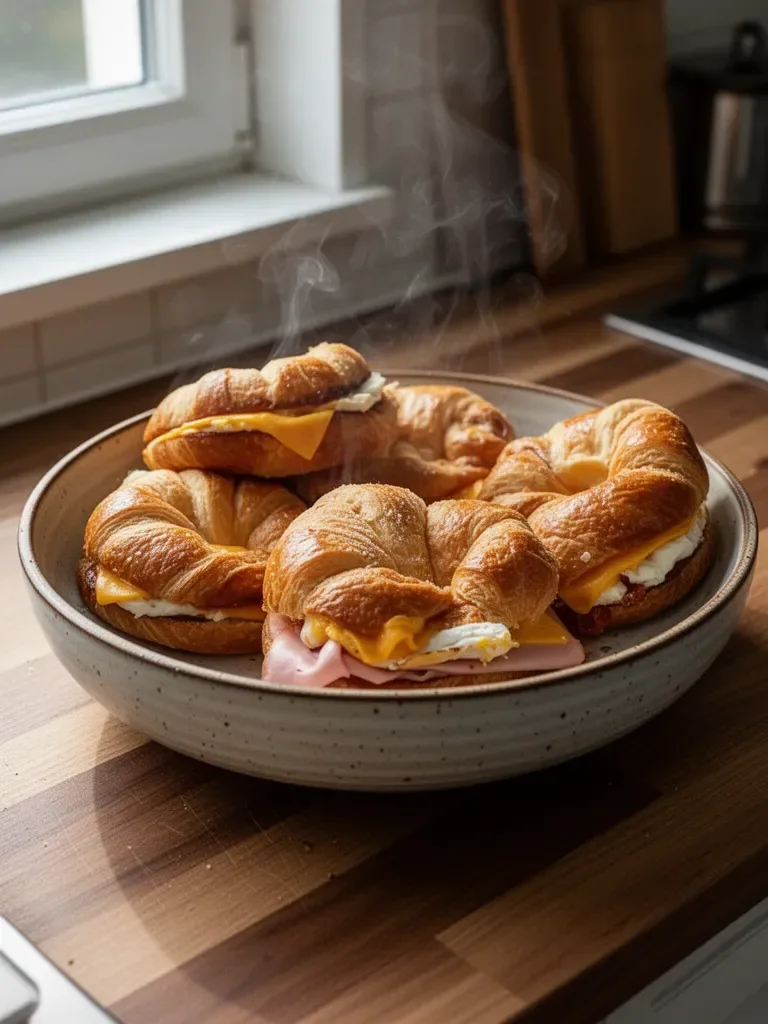 Sandwich per la colazione con croissant