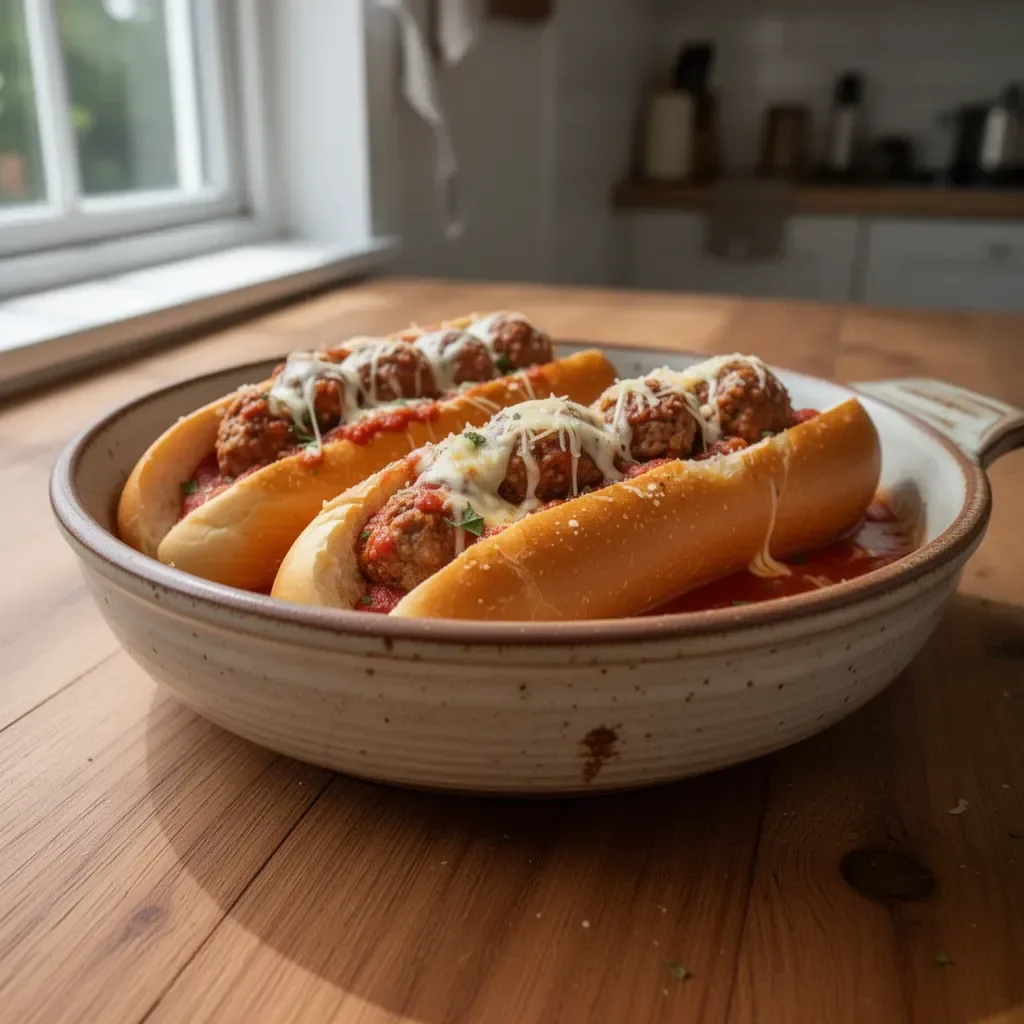 Sottomarini di polpette di carne al formaggio in un panino croccante