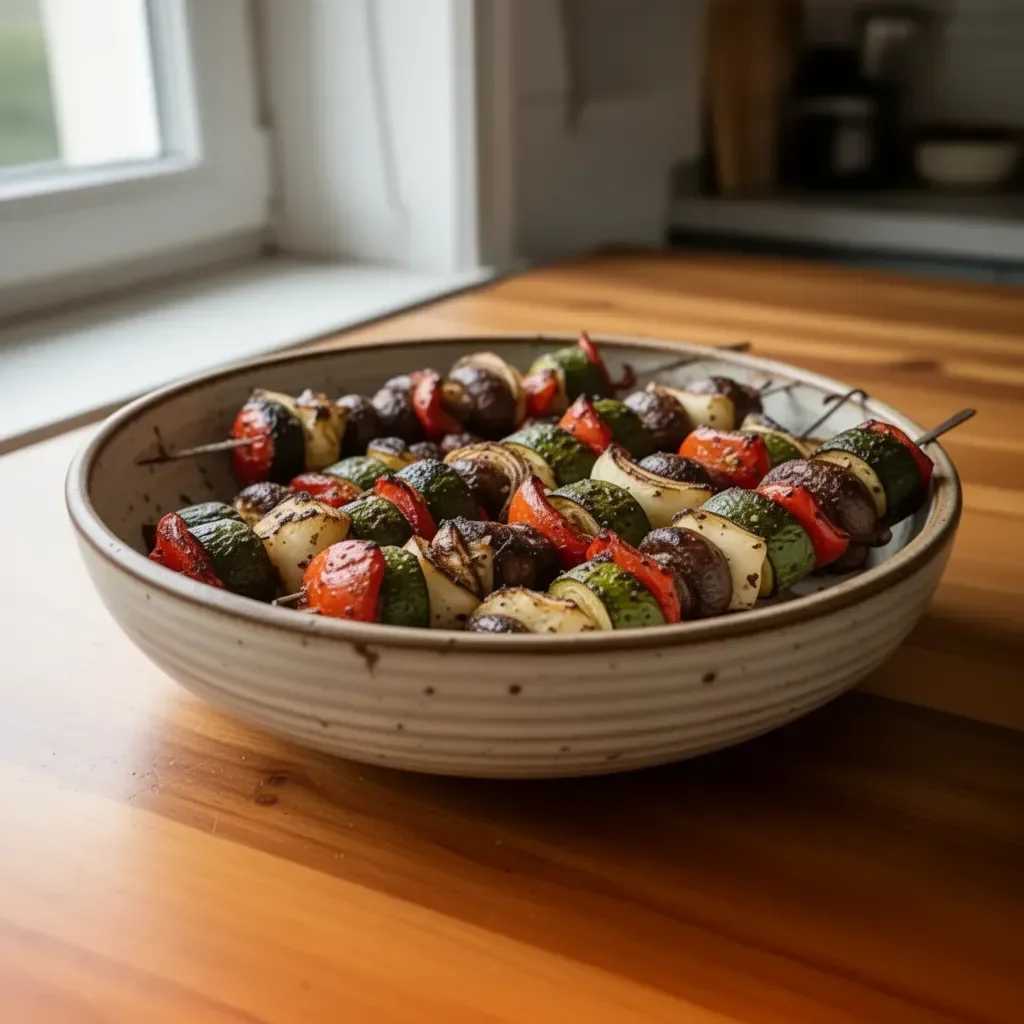 Sp skewers di verdure grigliate sane e colorate per un pasto bilanciato