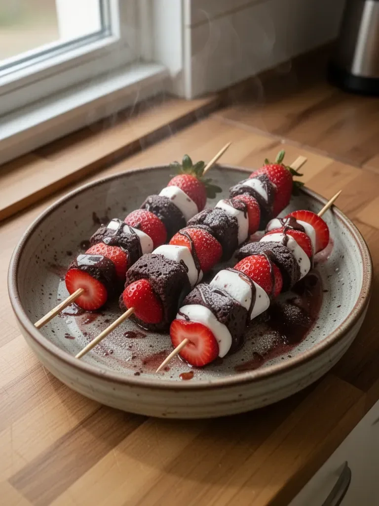 Spiedini di Brownies alle Fragole