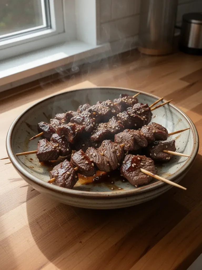 Spiedini di manzo teriyaki al sesamo
