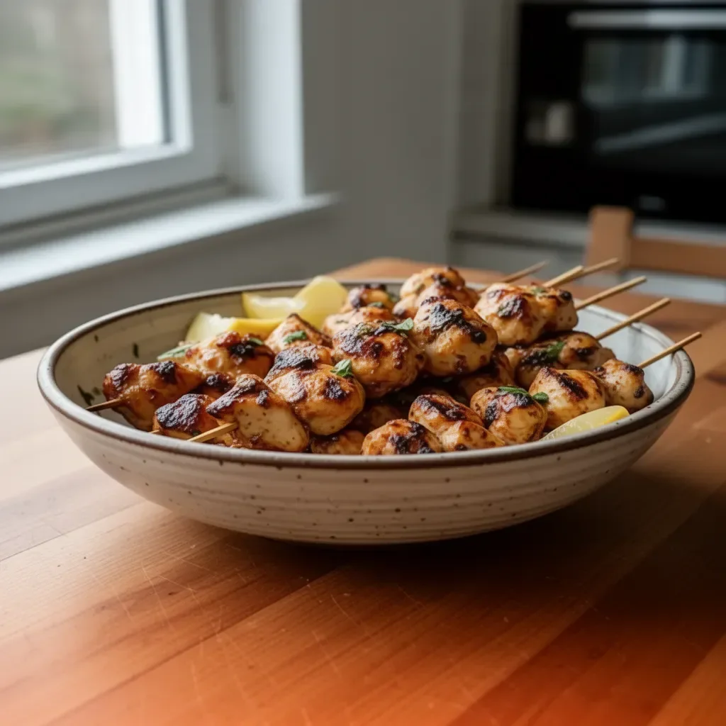 Spiedini di Pollo al Burro Cowboy serviti su un piatto