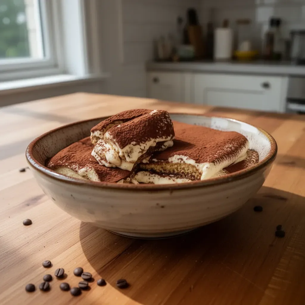 Un delizioso tiramisu servito in un piatto elegante.