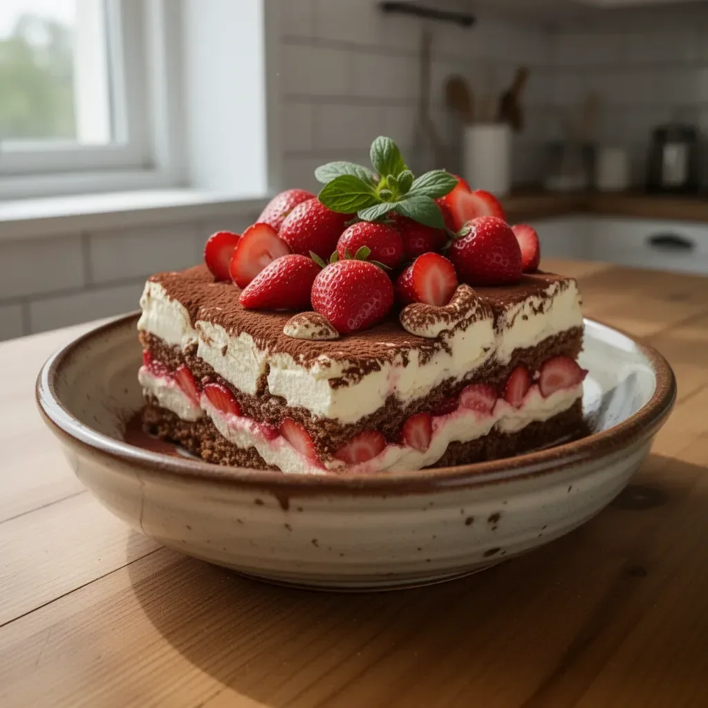 Tiramisù alle Fragole, un dolce italiano cremoso e fresco