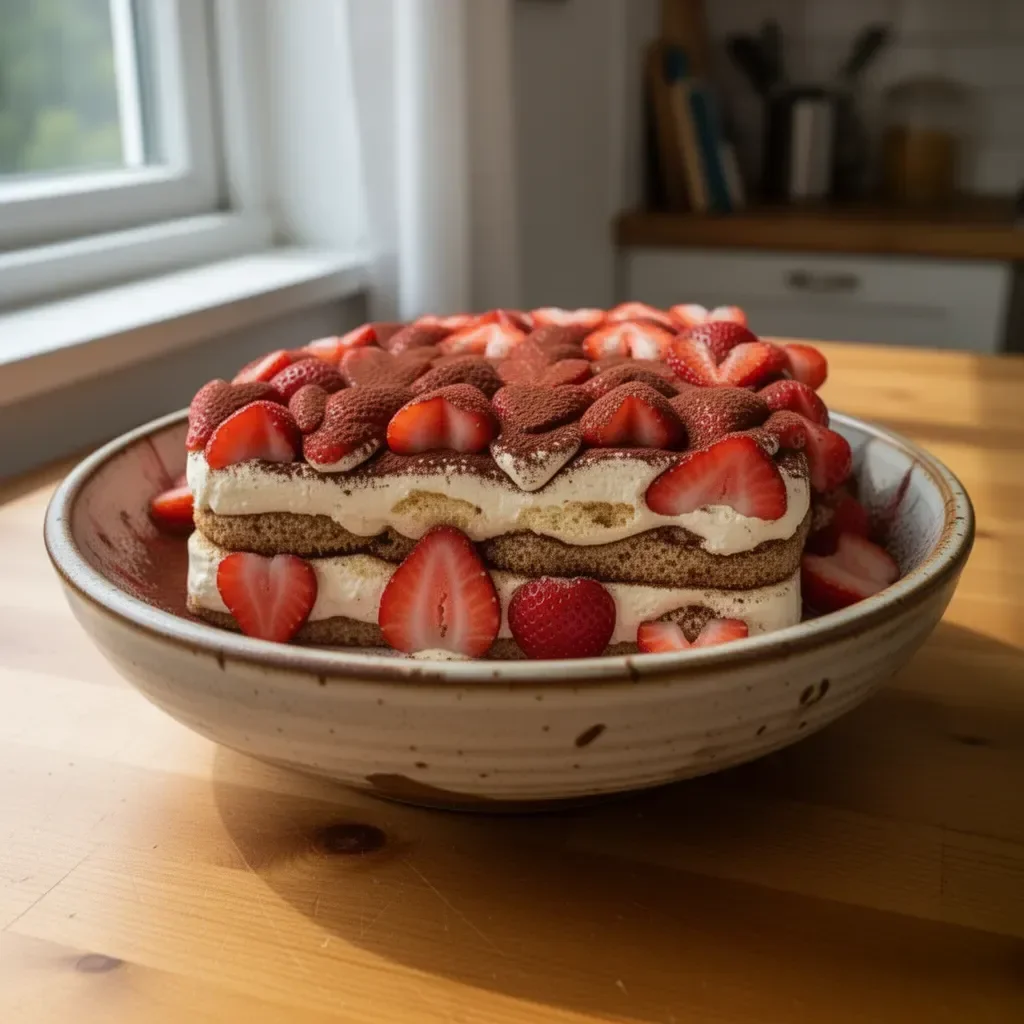 Tiramisù alle fragole, dessert italiano rinfrescante e cremoso