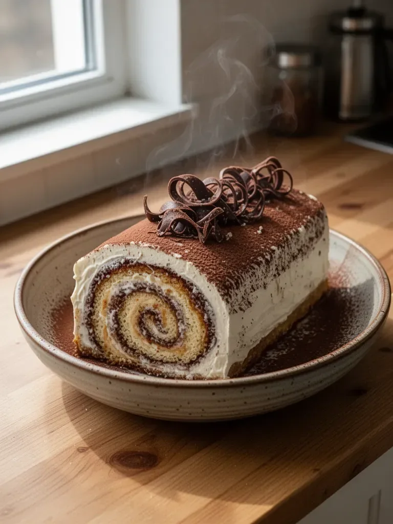 Tiramisù Gourmet a Forma di Tronco di Natale