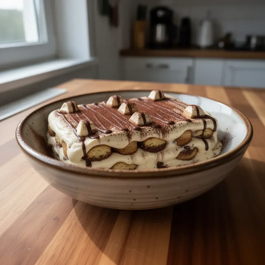 Tiramisu Kinder Bueno con strati di crema e cioccolato