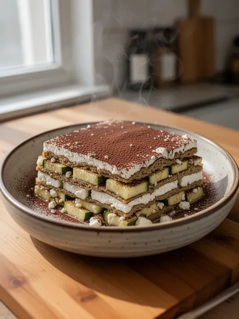 Tiramisù salato con zucchine e feta
