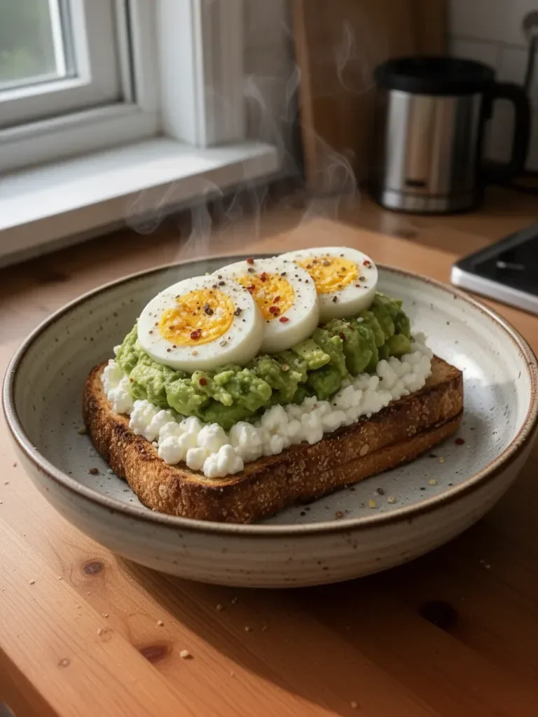 Toast di formaggio cottage e avocado
