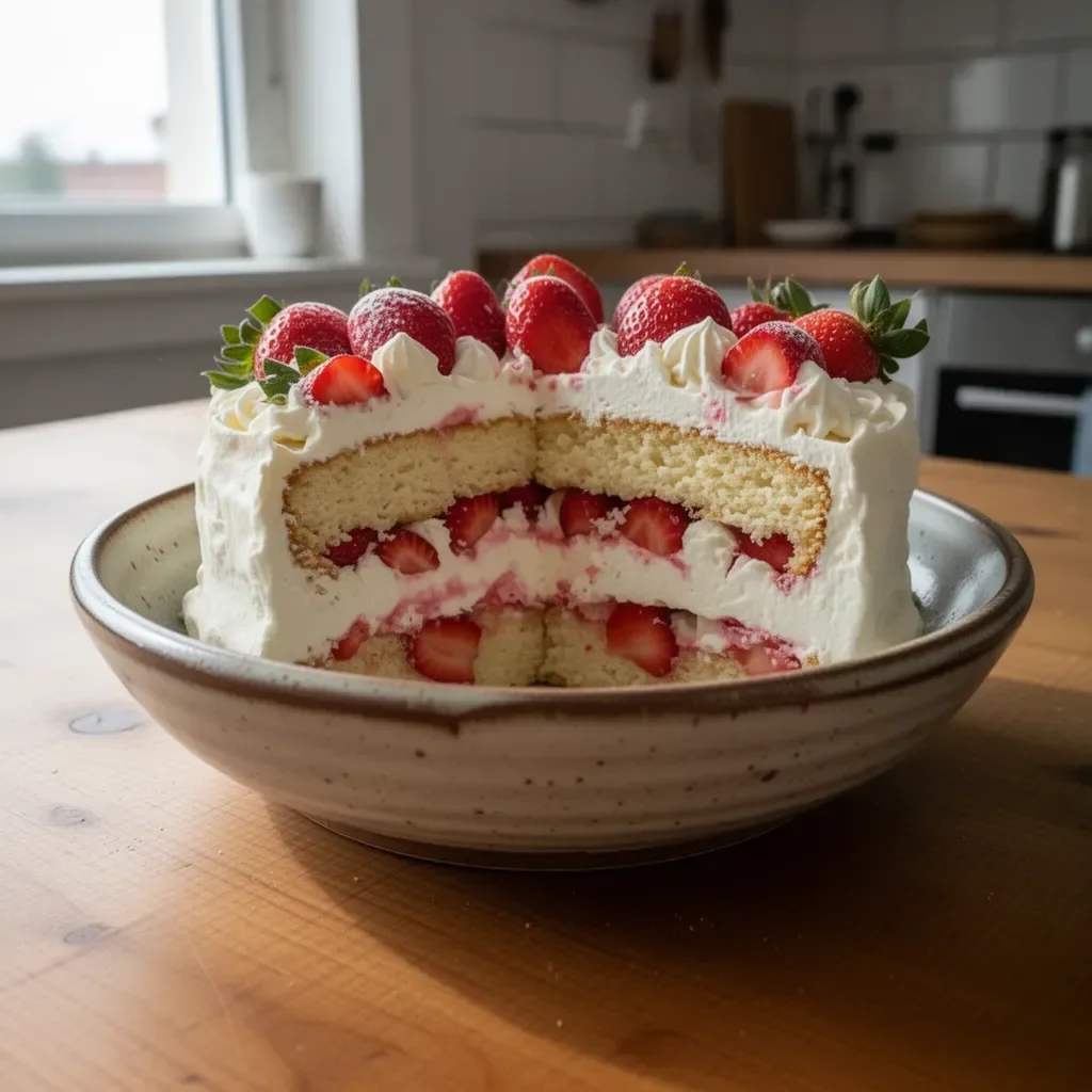 Torta alla vaniglia e alle fragole, un dessert fresco e delizioso.