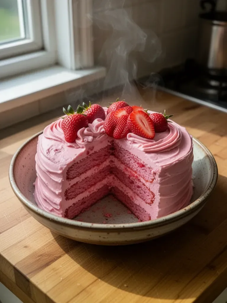 Torta di fragole fatta in casa con glassa di fragole