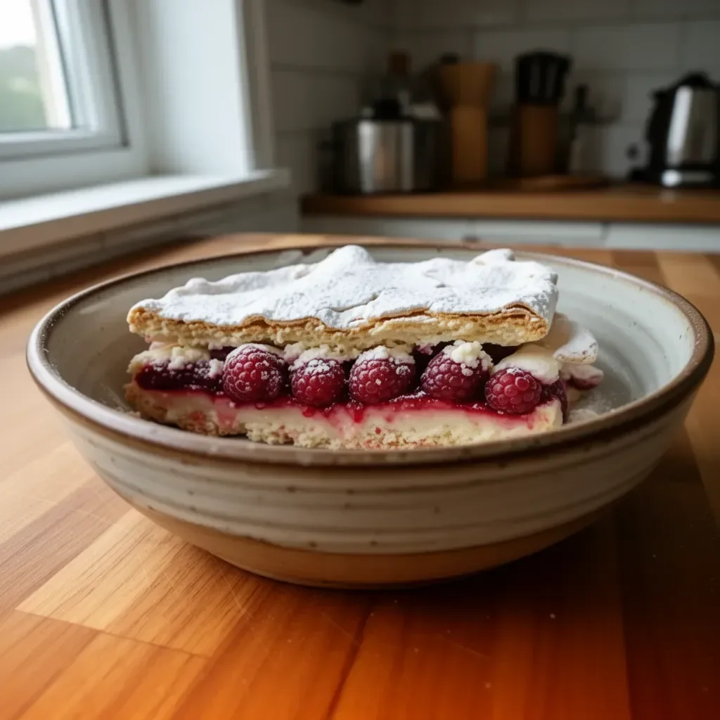Torta di Lamponi Meringata con meringa croccante e lamponi freschi