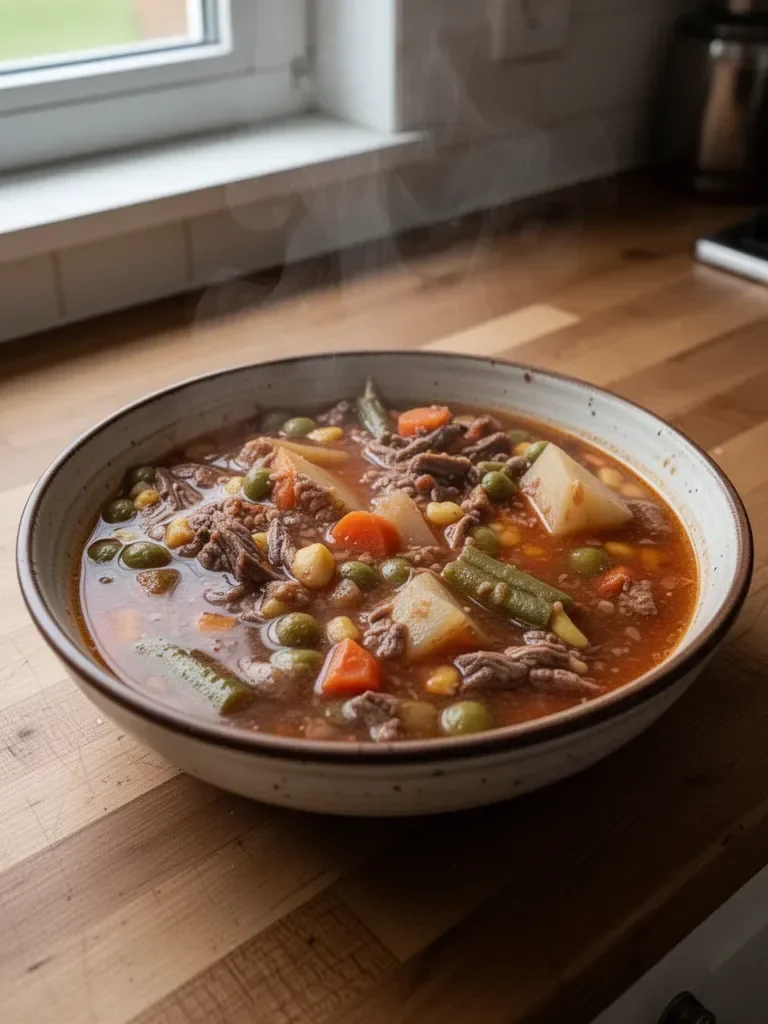 Zuppa di manzo con verdure alla vecchia maniera