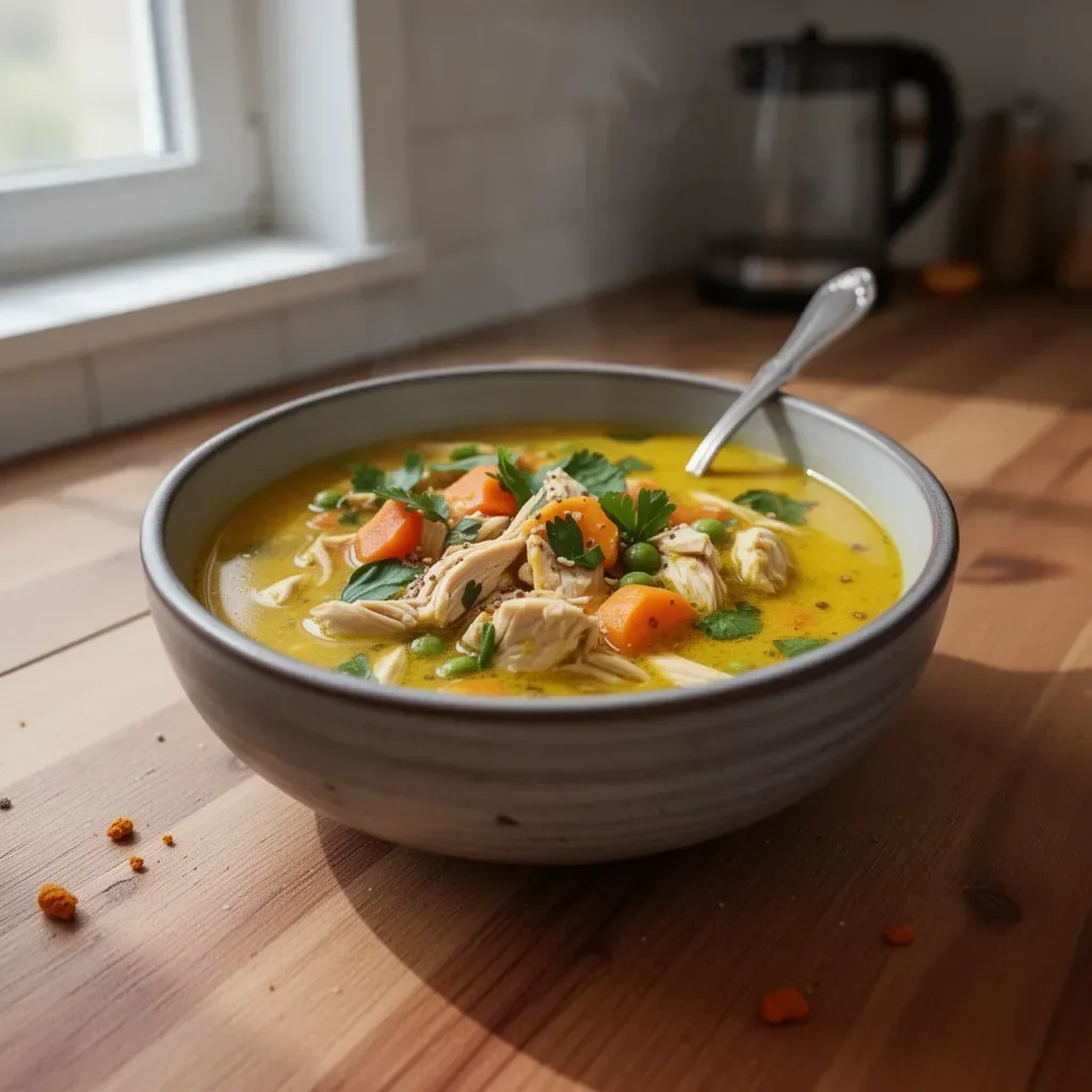 Zuppa di Pollo al Curcuma, un piatto anti-infiammatorio delizioso