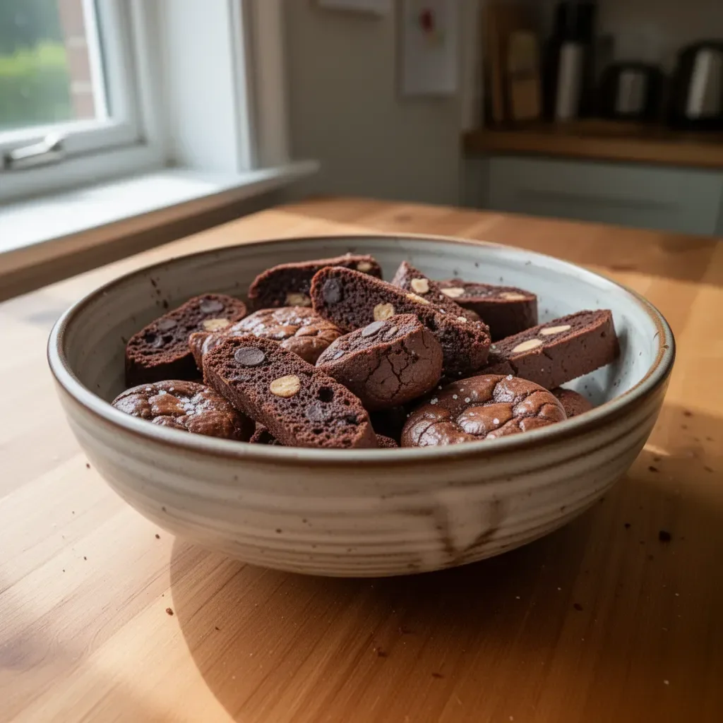 Brownie di biscotti appena sfornati su un piatto