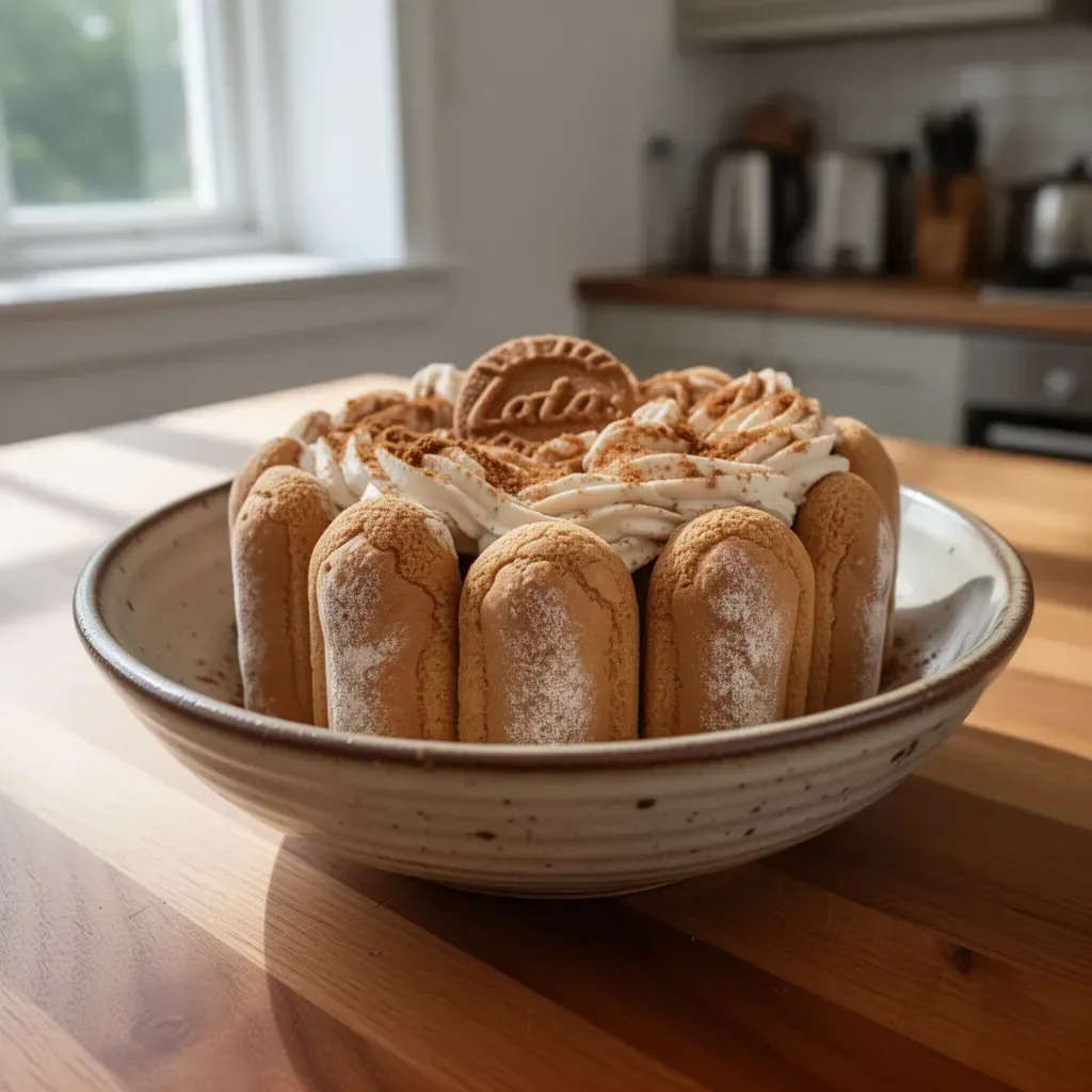 Charlotte Speculoos, un dolce cremoso realizzato con biscotti speculoos.