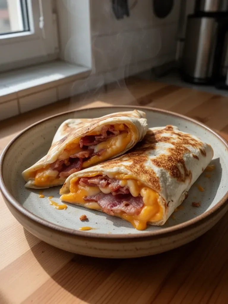 Croque-wrap con bacon affumicato e cheddar