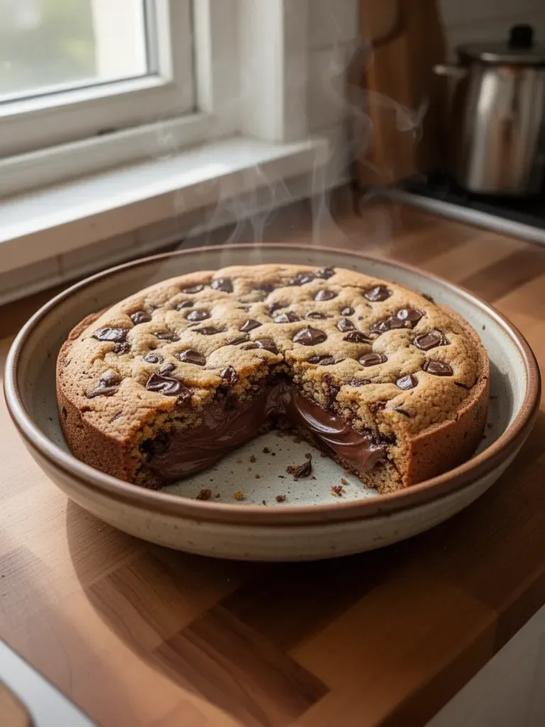 Giant cookie filled with spreadable chocolate in Italian is: "Gigante biscotto ripieno di cioccolato spalmabile".