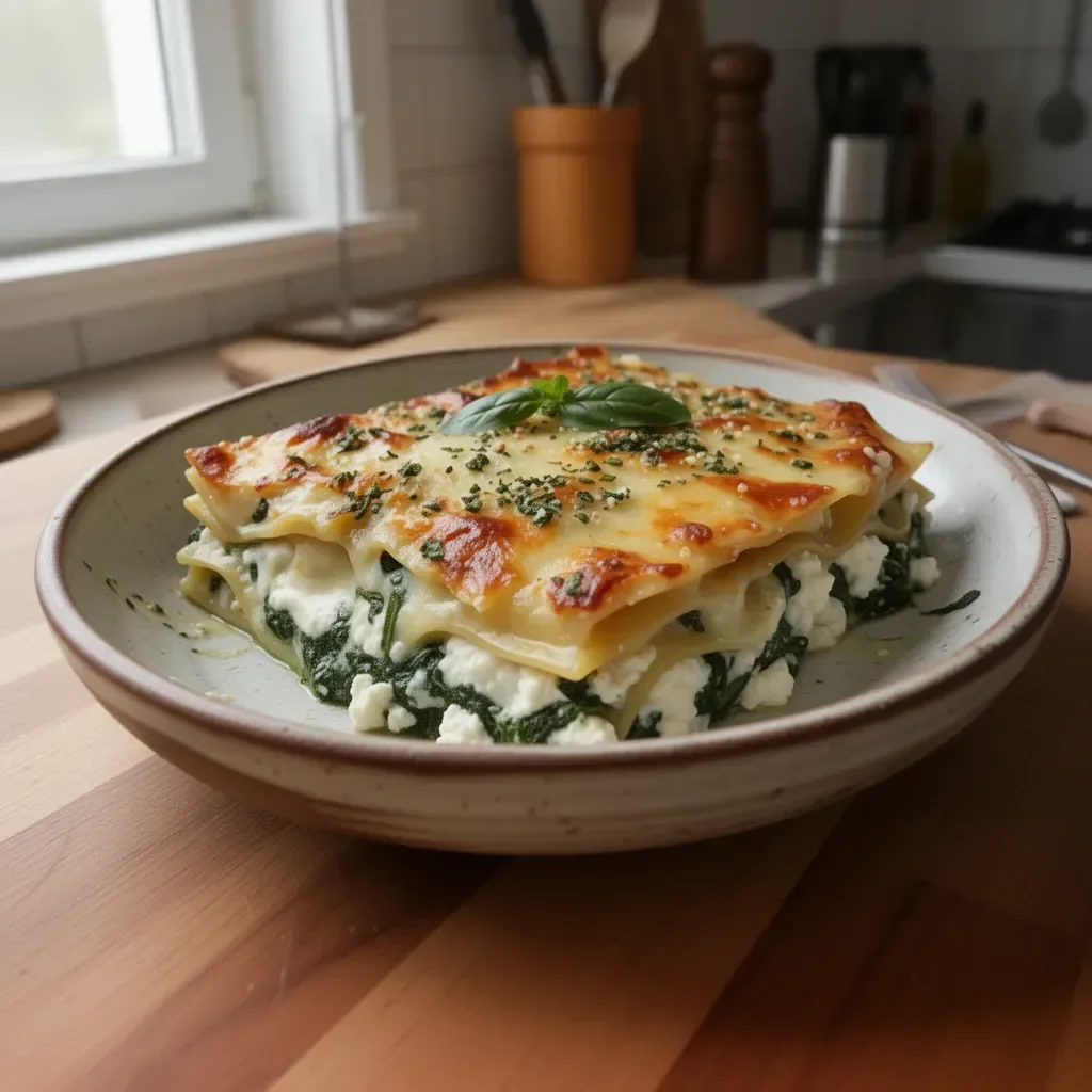 Lasagne agli Spinaci e Ricotta, un piatto tradizionale italiano ricco e gustoso.