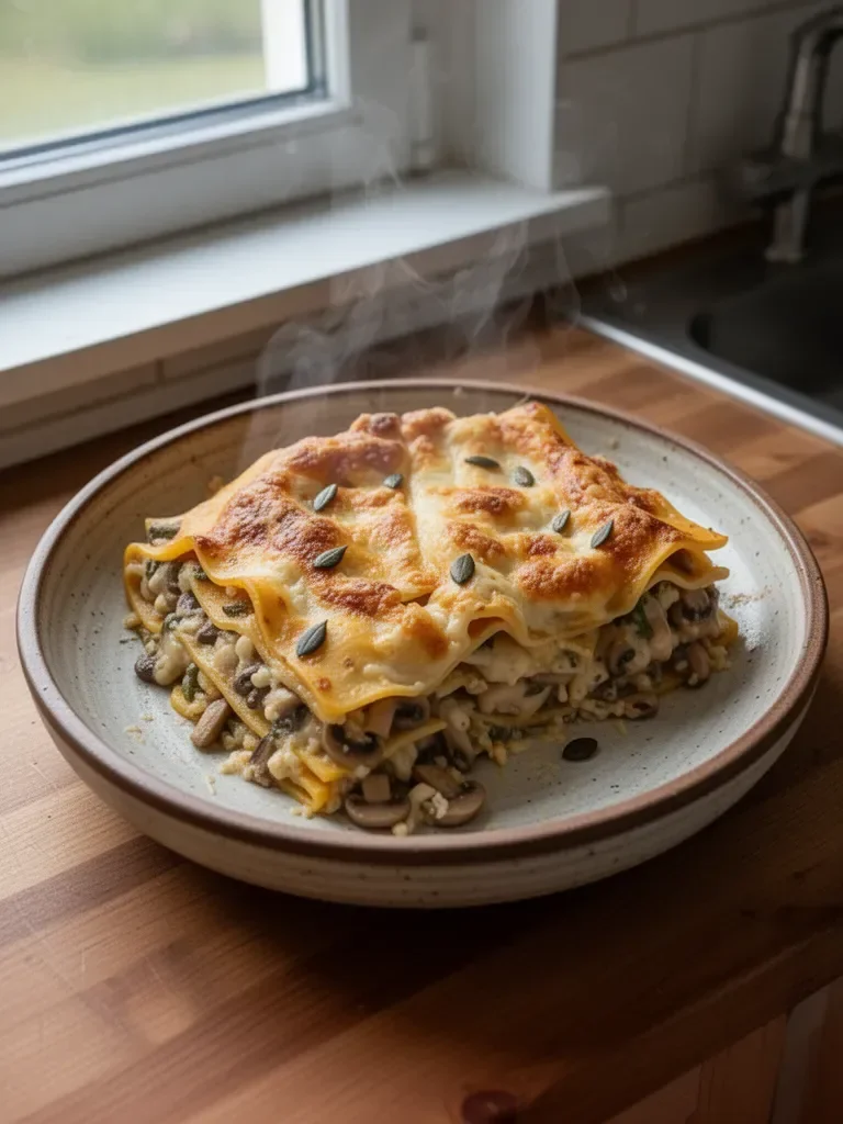 Lasagne alla butternut e ai funghi