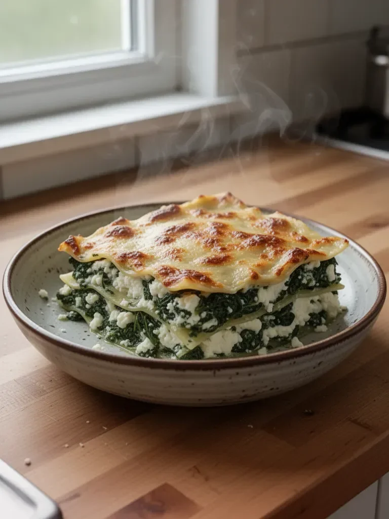 Lasagne con spinaci e formaggio di capra