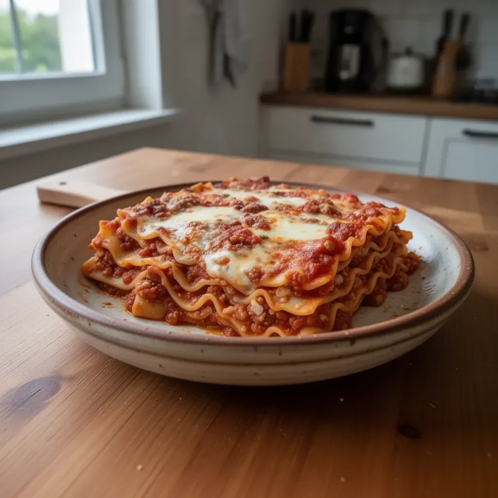 Deliziosa lasagna fatta in casa con ingredienti freschi e saporiti.