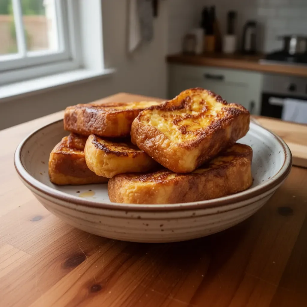 Fetta di Pain Perdu Tradizionale servita con frutta fresca