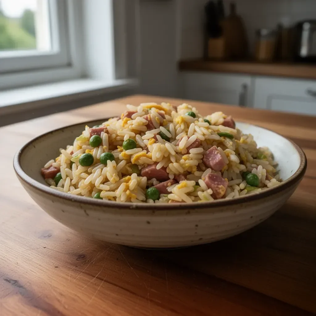 Riso cantonese cucinato con Cookeo in un piatto colorato e appetitoso.