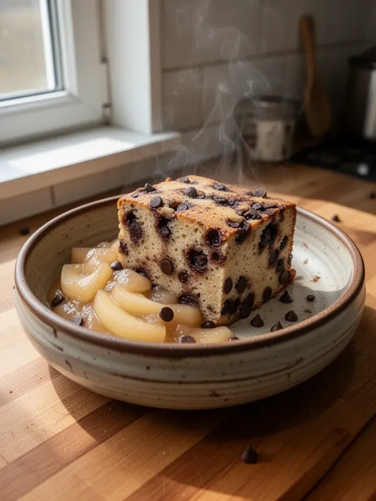 Torta con composta di mele e gocce di cioccolato