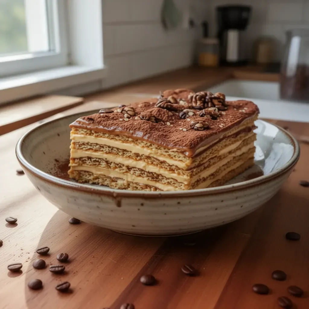 Torta Petit Beurre al Caffè con strati di biscotti e crema