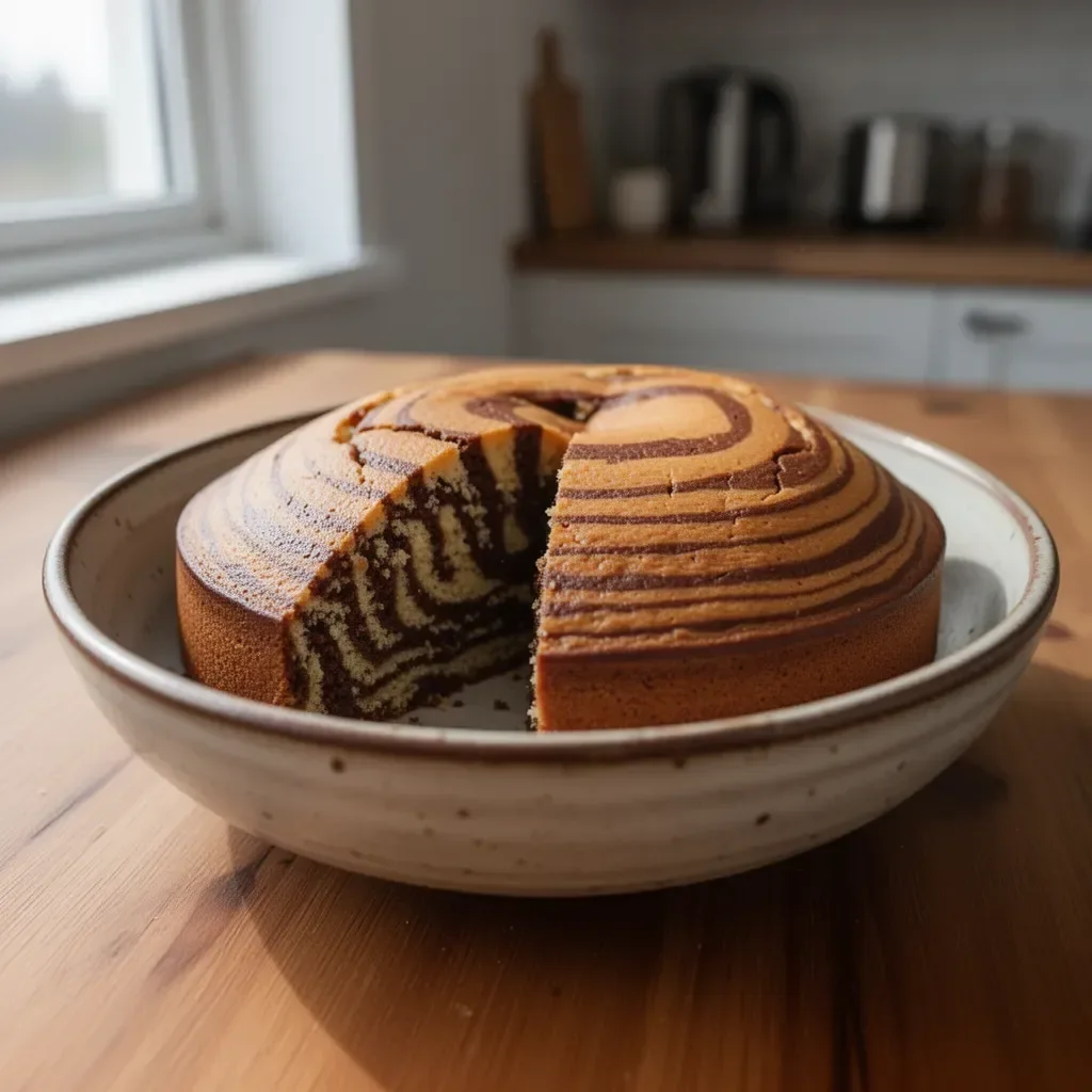 Fette di Torta Zebra con strisce di cioccolato e vaniglia