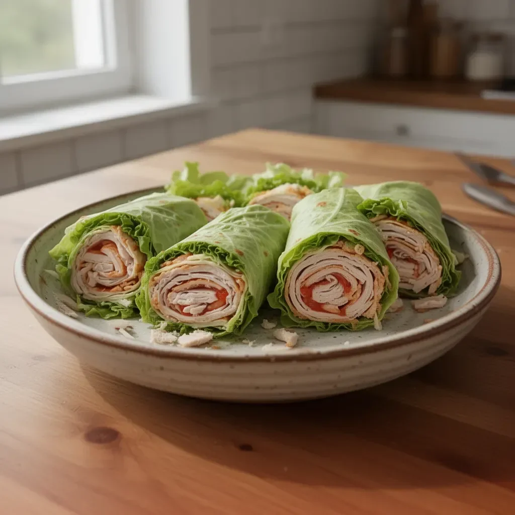 Wrap di lattuga con tacchino fresco e ingredienti sani