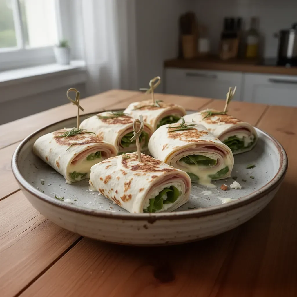 Wraps al formaggio e prosciutto pronti per essere gustati