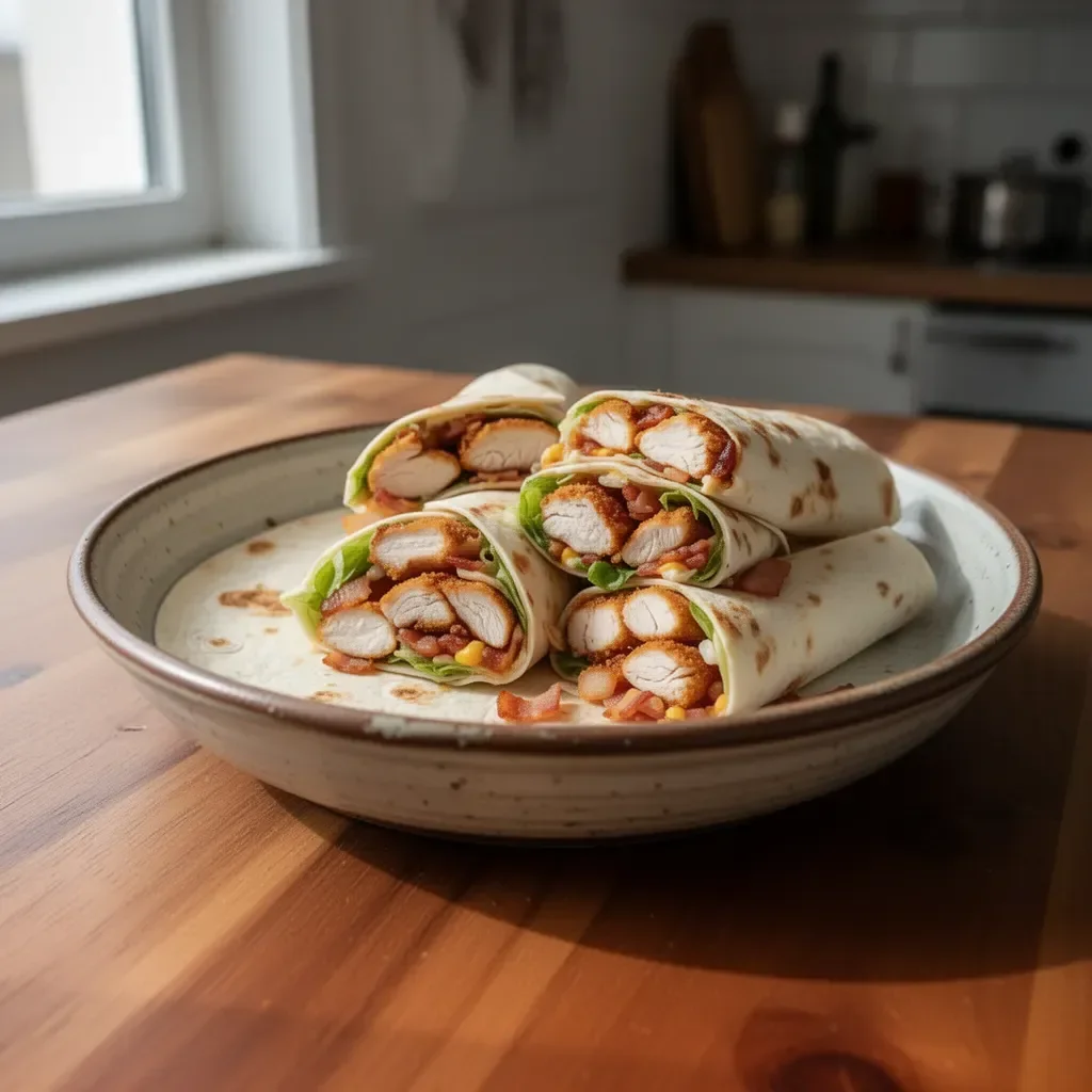 Wraps di Pollo e Bacon Croccanti serviti con salsa